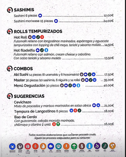 carta del restaurante